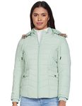 Qube By Fort Collins Nylon Women's Parka Coat (683Az_Emerald_Large)