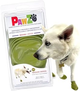PawZ Rubber Dog Boots for Medium Paws - All-Weather Waterproof Dog Shoes, Anti-Slip Traction for Rain, Snow, Mud & Hot Pavement - Pull-On Dog Booties, Olive Green - Medium (2.5" - 3") - Pack of 12