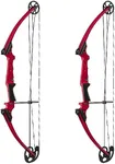 Genesis Archery Compound Bow w/Adjustable Draw Length from 15"-30" & Adjustable Draw Weight Range of 10 to 20 Pounds for Right-Handed, Red (2 Pack)