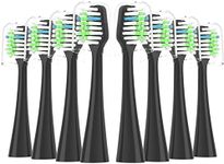 Pisonicleara Replacement Toothbrush Heads Fits for Waterpik Complete Care 9.0 (CC-01), Care 5.0 (WP-862) Sonic Electric Tooth Brush Refill(8-pc), White (Balck Replacement)