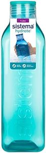 Sistema Square Water Bottle 1L | BPA Free Water Bottle | Seal Tight Lid | Easy Grip Sides | Assorted Colours