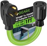 GEARit 30 Amp RV Adaptor Cord, 125/250-Volt, 3-Prong, 10/3 STW 10AWG Gauge SJTW Locking Cable, NEMA TT-30P to L5-30R, RV, Outdoor, Camper Trailer, Portable Generator Power Cord, 1 Foot (.3 Meters)