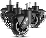 WISD Office Chair Caster Wheels, Set of 5, 3 Inch, Stem Size 11mm*22mm, Universal Fit, Heavy Duty Replacement Chair Casters for Hardwood Tile Vinyl Floors Carpet