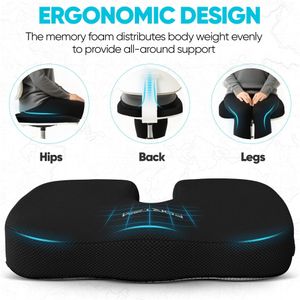 FORTEM Memory Foam Office Chair Cushion – Non-Slip XL Seat Pad, Washable Cover