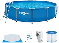 Funsicle 15' x 36" Outdoor Activity Round Frame Above Ground Swimming Pool Set with SkimmerPlus Filter Pump, Filter, Ground Cloth, and Ladder, Blue