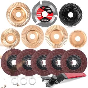 Pomsare 13PCS Wood Carving Disc Set for 4 1/2 Angle Grinder Attachments, Stump Ginder Blades Wheel for Wood, Flap Disc for Woodworking Cutting, Grinding, Shaping and Sanding