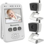 moonybaby Value 100-2 Video baby monitor with camera and night vision, two cameras and auto night vision, long range, 2 way talk back, zoom in, power saving, voice activation, 2.4 inch monitor(Grey)