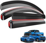 TMS in-Channel Side Window Rain Guards for 2017-2024 Ford F-250 F-350 Super Duty and 2015-2020 Ford F-150 with SuperCrew Crew Cab Body Style, Gloss Black Window Deflectors Vent Visors