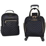 Kenneth Cole Reaction Chelsea 20" Polyester-Twill Expandable, Black, 2-Piece Bundle (Underseater + Backpack), Chelsea Luggage Chevron