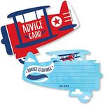 Big Dot of Happiness Taking Flight - Airplane - Wish Card Vintage Plane Baby Shower Activities - Shaped Advice Cards Game - Set of 20