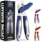 Zulay Kitchen Can Opener Handheld - Durable Manual Can Opener Smooth Edge Cut Stainless Steel Blades - Heavy-Duty Can Opener Manual with Comfortable Grip Handle and Large Turn Knob (Blueberry)