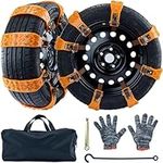 8Pcs Car Snow Chain Double Row Anti-Skid Snow Chain Adjustable Universal Emergency Traction Aid for Vehicle Car Truck SUV fit (Tyre Width 165mm - 285mm)