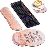 Mouse Pad Wrist Support Set, Canjoy 3-in-1 Keyboard Wrist Rest + Ergonomic Mouse Pad + Coaster, Non-Slip Wrist Rest Mouse Pad Set, Easy Typing & Pain Relief for Home Office