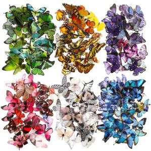 COMNICO 240PCS Butterfly Stickers, PET Waterproof Transparent Colorful Resin Decals Decorative for Nature Scrapbook Planners Laptops DIY Handbook Paper Crafts