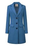 Allegra K Women's Notched Lapel Single Breasted Outwear Winter Coat Dusty Blue M