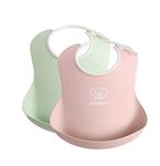 BabyBjörn Baby Bib, 2-pack, Powder green/Powder pink