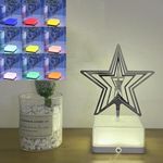 HAMSA KITCHEN & LIFESTYLE HAMSADecorative 3D 360 Rotating Ambient Night Light Geometric Sculpture Modern Unique Romantic USB Charging Rotating Desk Lamp for Bedside (Star Shaped) (Yellow)