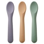 Vital Baby Nourish Silicone Spoons - Super Soft Silicone | Comfy and Convenient for Weaning | Baby's First Tastes | Easy Grip Handles | Hygienic Design | BPA-Free - Pastel Colours - Pack of 3