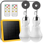 2 Pack Solar Powered Led Shed Light Bulb, TechKen Portable Lantern Lamp with Panel for Indoor Outdoor Kitchen Garden Patio Yard Hiking Camping Tent Fishing (UK4)