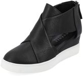 Journee Collection Womens Seena No-Lace Sneakers with Side Cutouts and Back Zipper Entry, Black, 10, Black