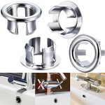 Sink Overflow Ring Kitchen Bathroom Sink Hole Round Overflow Cover Basin Trim Overflow Drain Cap Cover Insert in Hole Spares (4 Pieces)
