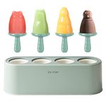 Popsicle Mold Set 4 Pieces Homemade Silicone Popsicle Maker Easy Release Ice Cream Molds Reusable DIY Pop Molds (Ice World, Green)