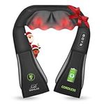 Snailax Shiatsu Neck Massager, Kneading Shoulder Massage with Heat, Neck & Shoulder Shiatsu Massager, Deep Tissue Massage for Body, Use at home and Office, Gifts for Dad (Cordless)