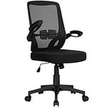 Yaheetech Ergonomic Office Chair Mesh Desk Chair with Foldable Armrests Adjustable Computer Chair PC Chair with Back Support Wheels for Home Work Study Black