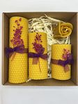 HandsArt Handmade Pack of 4 Beeswax Taper Candles Taper Handmade,All Natural,100% Pure Bee Wax Candle-Huge Taper Candles Golden Yellow Hand-Poured,Family-Run and Made in Canada