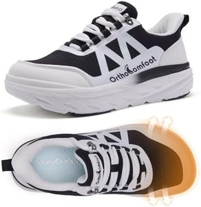 Women's Orthopedic Diabetic Wide Swollen Sneakers: Relaxed Plantar Fasciitis Arch Support Bunions Recovery Arthritis Pain Relief Walking Shoes, Comfy Casual Standing Sport Shoes Black White Size 10