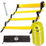 Football Master ™ 6 metre Agility ladder with 10 training cones Adjustable Jump Step Rope outdoor rungs fitness speed training equipment 2024 Improved Model