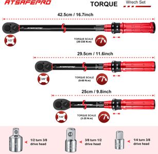 ATsafepro Torque Wrench Set – 1/4, 3/8, 1/2 Inch Drive, Dual Direction, 3 Socket Adapters