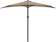 vidaXL Taupe Balcony Parasol with Aluminium Pole, Half Round Outdoor Umbrella, Unique Design 300x155 cm, with Crank Mechanism, UV Protective and Anti-Fade Polyester