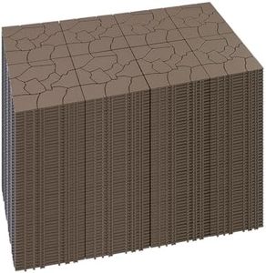 Mapleyard 432 PCS Plastic Interlocking Deck Patio Tiles - 12" x 12" Anti-Slip Waterproof Outdoor Flooring, Balcony Floor Decking for Poolside & Backyard, All Weather Use, Brown, Stone