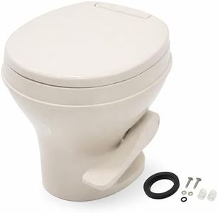 SEAFLO Residential Height Camper/RV Toilet, 18.5” Standard Height, Gravity Flush System, Foot Pedal Operation, Soft Close Seat, Easy-to-Clean Oversized Bowl, 4-Year Warranty (Bone Color)