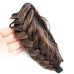 GLEDOLA Wide Messy Braided Headband with Teeth Synthetic Hair Plaited Headband High Elasticity Braids Chunky Fishtail Braided Hair Band Hairpiece for Girls Women (Copper Brown)