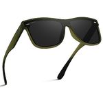 WearMe Pro - Polarized Full Mirror Flat Lens Square Modern Sunglasses, Frosted Saguaro Green / Black Lens, One Size