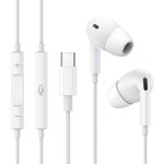 USB C Earphones,Type C Headphones with Cable,In Ear HiFi Stereo Earbuds with Microphone and Volume Control,Compatible with iPhone 15/Samsung Galaxy S23/S22/15 Plus/Google Pixel/Huawei