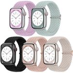 DaQin 5 Pack Braided Solo Loop Compatible with Apple Watch Band 38mm 40mm 41mm Women Men, Adjustable Stretchy Elastic Band Sport Wristbands for Apple Watch Strap iWatch Series 8 7 6 5 4 3 2 1 SE Ultra