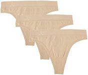 Balanced Tech Women's Seamless Thong Panties 3-Pack - Nude - Large