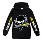 shumintaojin Boys Hoodies Cotton Long-Sleeved Fashion Sweater Youth Sweatshirts YouTube Purple Black Size 5-13years (Black, 9-10years)