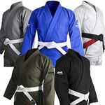 Brazilian Jiu Jitsu Gi BJJ Gi for Men & Women Uniform Kimonos Ultra Light, Preshrunk, Free White Belt!!! (White, A3)