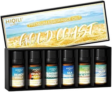 HIQILI Fragrance Oil, Gold Coast 6x10ml for Candle Scents Making, Scented Oils for Soy Candles Soap Slime Aromatherapy Diffuser, Premium Grade Essential Oil for Christmas Holiday