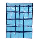 STOBOK Calendar Pocket Chart Classroom Pocket Chart for Teacher Cell Phones Calculator Holder Wall Door Hanging Organizer with 30 Clear Pockets, 31.44X23.58X0.39in (Blue)