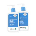 The Derma Co 2% Niacinamide Oily Skin Cleanser for Sensitive, Oily & Combination Skin | Non-Irritant | 100% Soap-Free | Non-Drying | Gently Cleanses Makeup | Pack of 2 | 250 ml