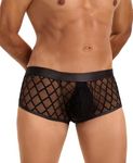 ohyeahlady Mens Sexy Mesh Underwear Boxers See Through Panties Stretchy Boxer Briefs Male Sexy Lingerie UK Size 14 Black