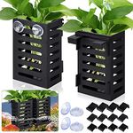 2 Pack Aquarium Plant Holder with Hooks and Suction Cups, Hanging Aquatic Planter Cups for Aquarium Decorations Plants, Aquarium Decor for Fish Tank Live Aquarium Plants