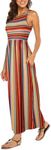 Hount Womens Maxi Dresses for Summer 2024 Casual Long Dresses with Pockets Multicolored S