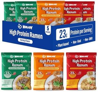 KONJOY Protein Ramen Variety Pack, 5-Pack High Protein Ramen Noodles(23g) with Savory Crayfish Chili, Sichuan Mala, Hot Spicy Chicken Sauces – Plant-Based, Non-Fried, Low Fat, Vegan Healthy Meal