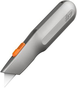 Slice 10490 Utility Knife, Finger Friendly Ceramic, 3 Cutting Depths, Heavy Metal Handle, Comfortable Grip, Stores Extra, Ambidextrous, Easy Change, Locking Blade, Silver